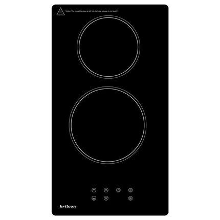 Brilcon 30cm 2-zone Black Glass Ceramic Electric Cooktop CER-2E30