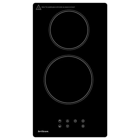 Brilcon 30cm 2-zone Black Glass Ceramic Electric Cooktop CER-2E30