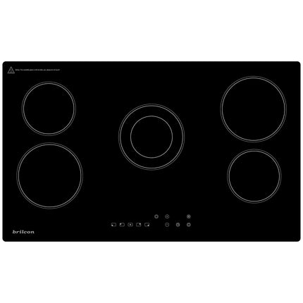 Brilcon 90cm 6-zone Black Glass Ceramic Electric Cooktop CER6E90