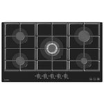 Eurolec 90cm 5 Burner with Wok Black Glass Gas Cooktop CT-GAS90