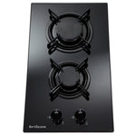 Brilcon 30cm 2 Burner Black Glass Gas Cooktop GAS30GE