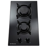 Brilcon 30cm 2 Burner Black Glass Gas Cooktop GAS30GE
