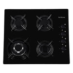 Brilcon 60cm 4 Burner with Wok Black Glass Gas Cooktop GAS-60GE