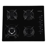 Brilcon 60cm 4 Burner with Wok Black Glass Gas Cooktop GAS-60GE