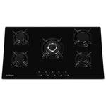 Brilcon 90cm 5 Burner with Wok Black Glass Gas Cooktop GAS-90GE