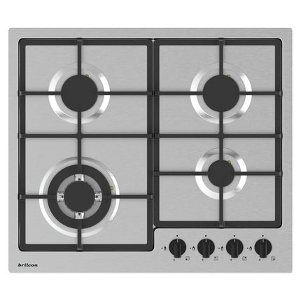 Brilcon 60cm 4 Burner with Wok Stainless Steel Gas Cooktop GASS60S