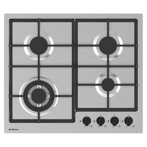 Brilcon 60cm 4 Burner with Wok Stainless Steel Gas Cooktop GASS60S