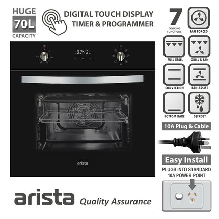 Arista 60cm Full Black Glass Digital Programmer Built-in Oven OVDPG7GL