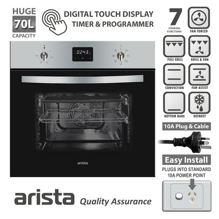 Arista 60cm Stainless Steel Digital Programmer Built-in Oven OVDPG7SS
