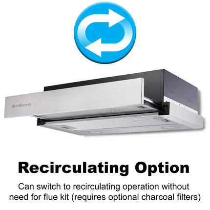 Brilcon 60cm Slideout Recirculating & Ducted S/Steel Rangehood RHDRC60
