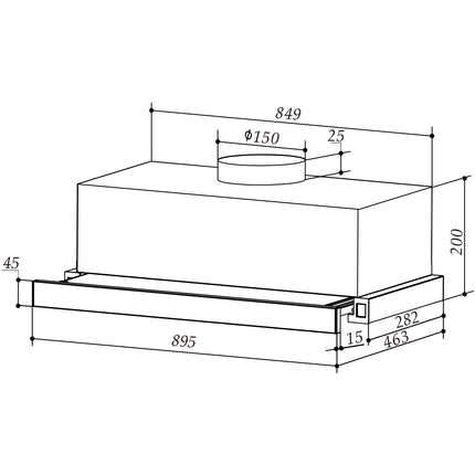 Brilcon 90cm Slideout Ducted Only Stainless Steel Rangehood RHDSD90