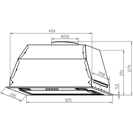 Arista 52cm Undermount Built-in Stainless Steel Rangehood RHDBT52S