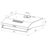Arista 90cm Fixed Ducted & Recirculating S/Steel Rangehood RHDFX90S