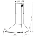 Arista 90cm Pyramid Canopy Stainless Steel Chimney Rangehood RHDPY90S
