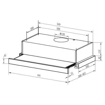 Arista 60cm Slideout Ducted Only Stainless Steel Rangehood RHDSD60S