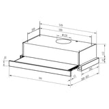 Arista 60cm Slideout Ducted Only Stainless Steel Rangehood RHDSD60S