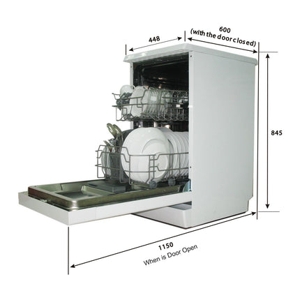 Brilcon 45cm Freestanding Slimline 9 Place Setting Dishwasher DWF-4509