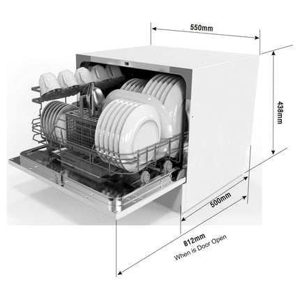 Brilcon 60cm Benchtop Compact 6 Place Setting Dishwasher DWF-BT06
